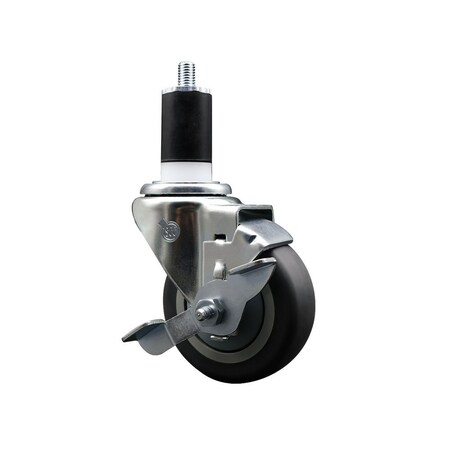 Service Caster 3.5'' Thermoplastic Rubber Swivel 1-1/2'' Expanding Stem Caster with Brake SCC-EX20S3514-TPRB-TLB-112